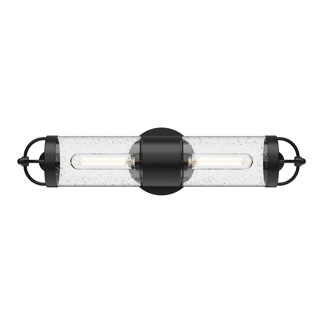 Alora Canada - EW461102BKCB - Two Light Outdoor Wall Lantern - Lancaster - Clear Bubble Glass/Textured Black