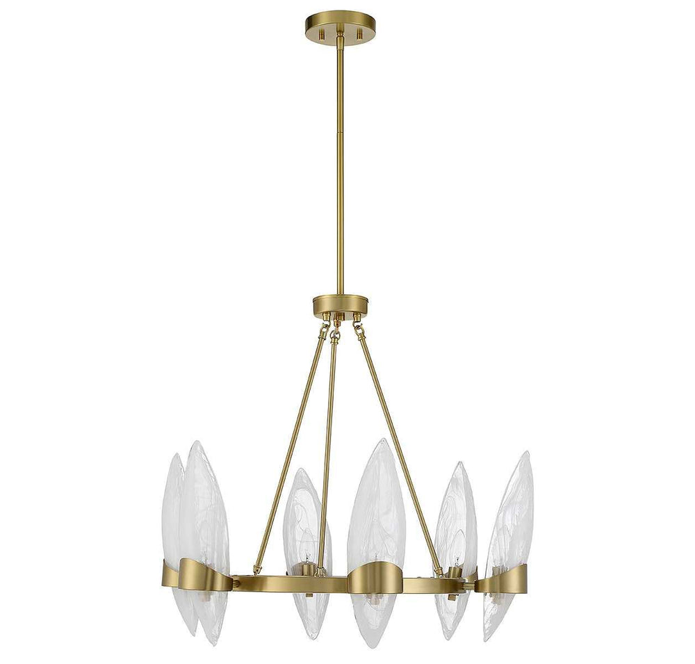 Nouvel Six Light Chandelier in Warm Brass Savoy House