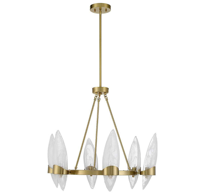 Nouvel Six Light Chandelier in Warm Brass Savoy House