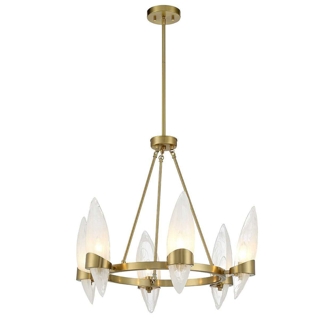 Nouvel Six Light Chandelier in Warm Brass Savoy House
