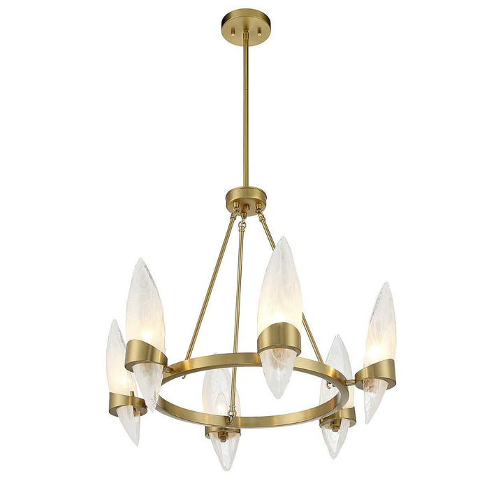 Nouvel Six Light Chandelier in Warm Brass Savoy House