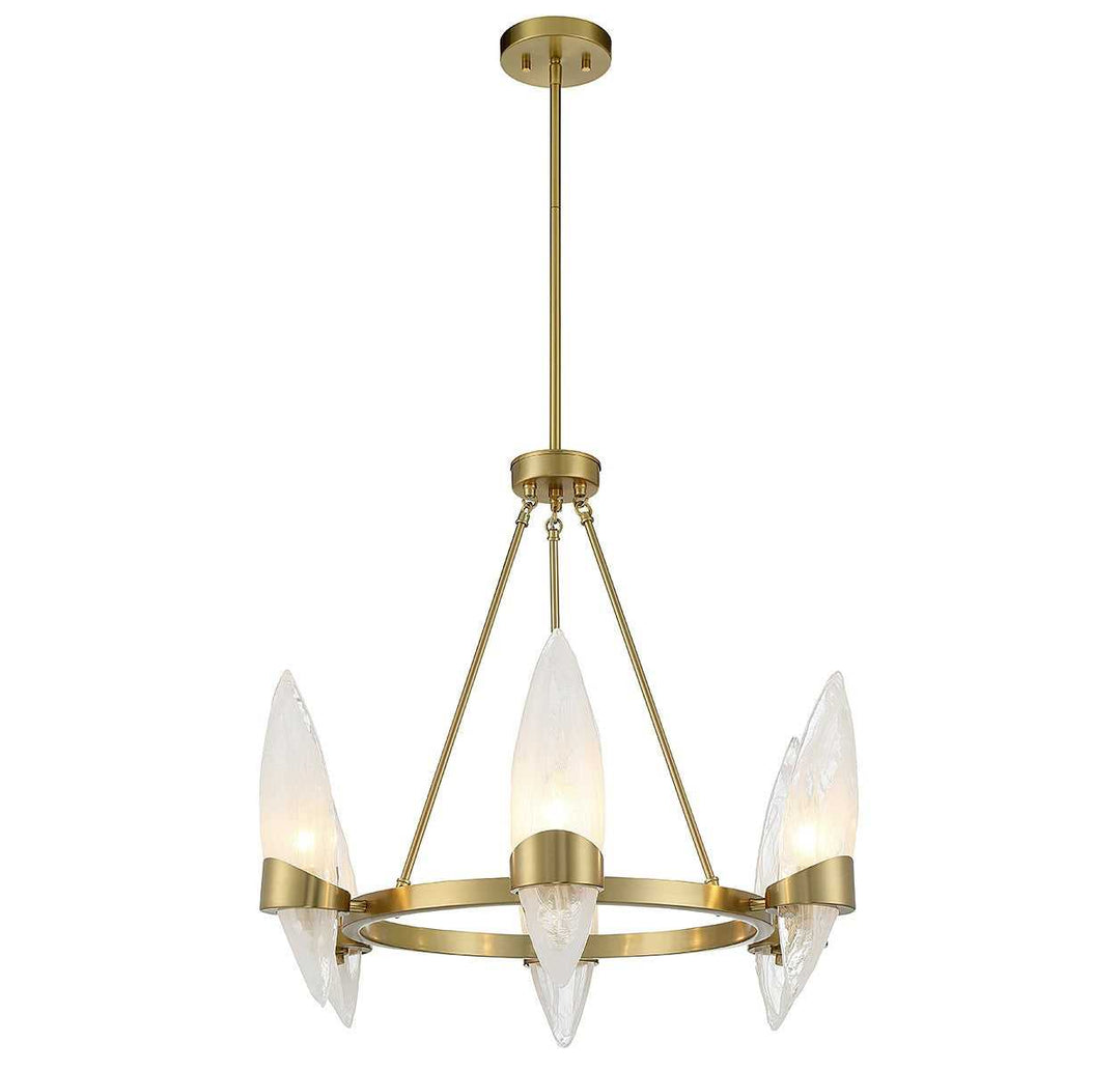 Nouvel Six Light Chandelier in Warm Brass Savoy House