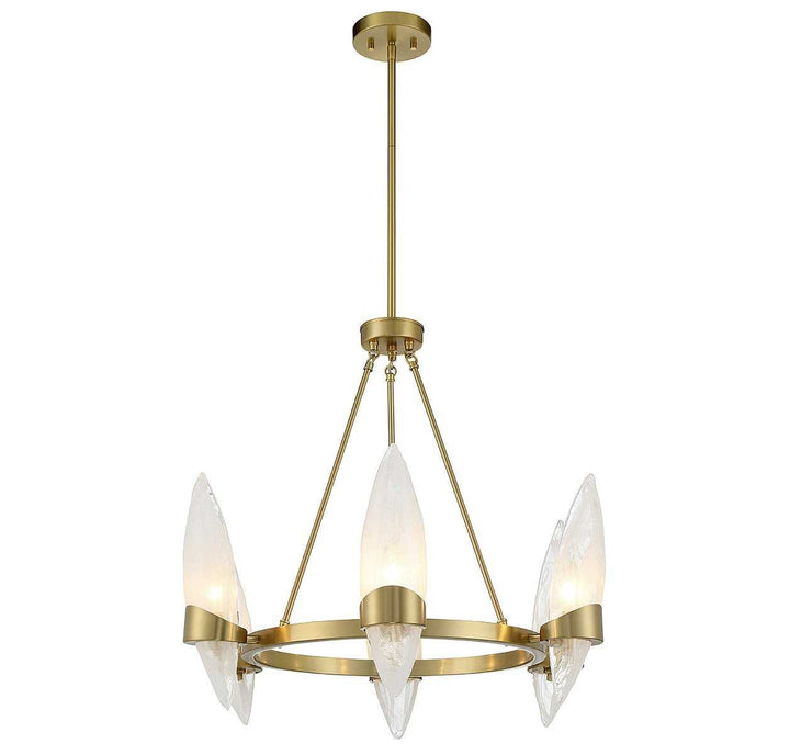 Nouvel Six Light Chandelier in Warm Brass Savoy House