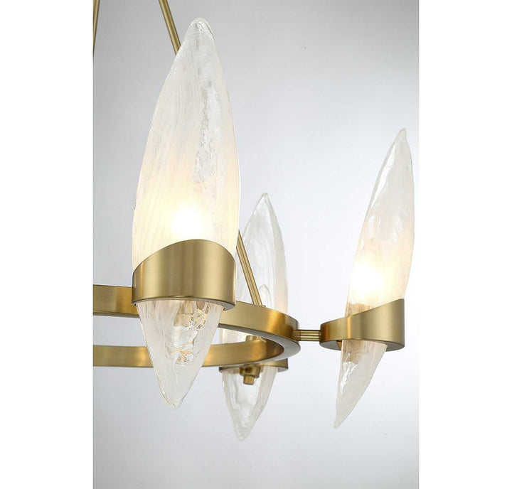 Nouvel Six Light Chandelier in Warm Brass Savoy House