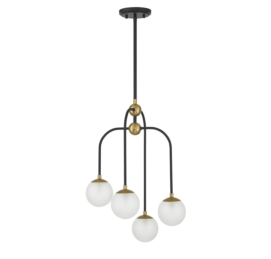 Couplet Four Light Chandelier in Matte Black with Warm Brass Savoy House