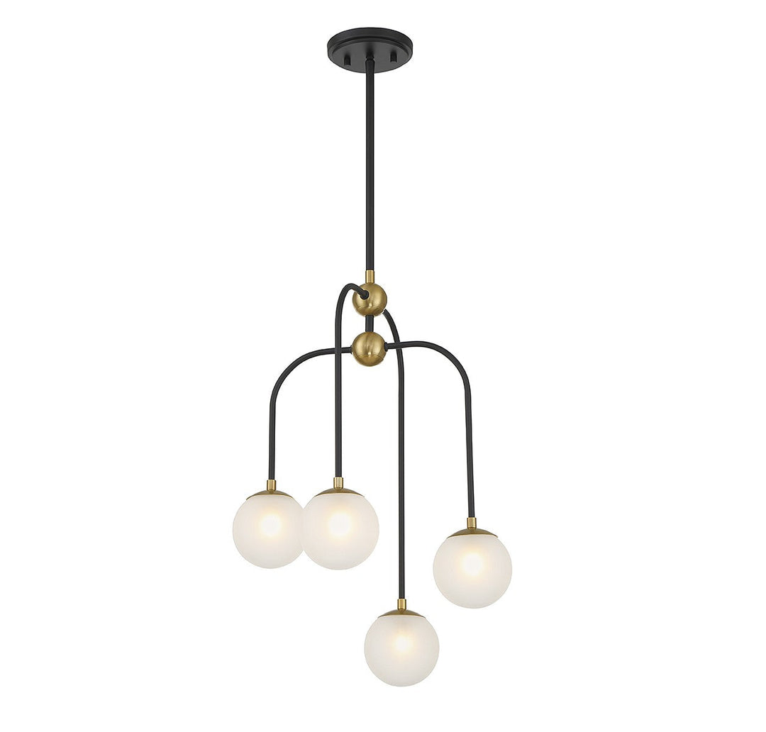 Couplet Four Light Chandelier in Matte Black with Warm Brass Savoy House