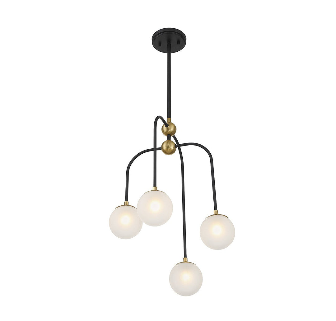 Couplet Four Light Chandelier in Matte Black with Warm Brass Savoy House