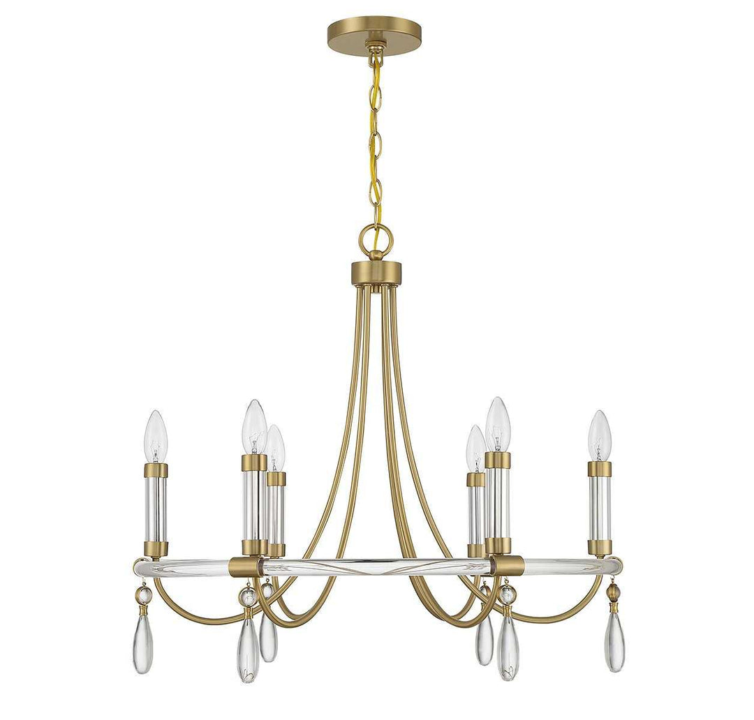 Savoy House - 1-7716-6-195 - Six Light Chandelier - Mayfair - Warm Brass/Chrome