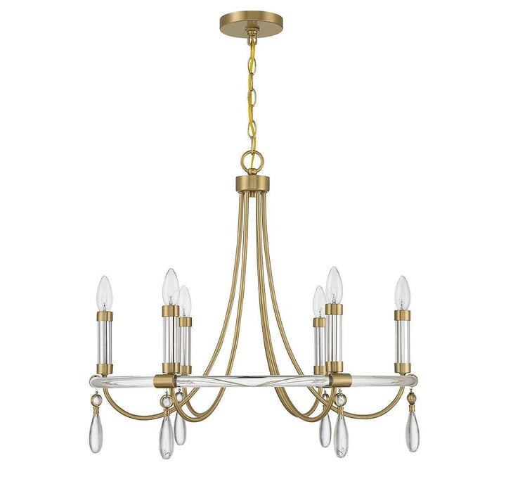 Savoy House - 1-7716-6-195 - Six Light Chandelier - Mayfair - Warm Brass/Chrome