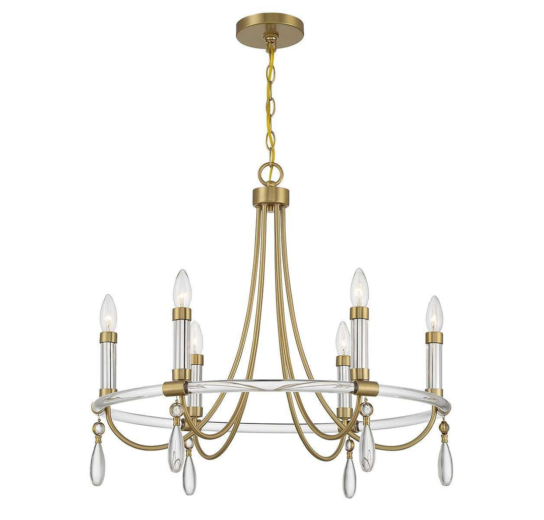 Savoy House - 1-7716-6-195 - Six Light Chandelier - Mayfair - Warm Brass/Chrome