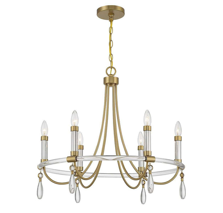 Savoy House - 1-7716-6-195 - Six Light Chandelier - Mayfair - Warm Brass/Chrome