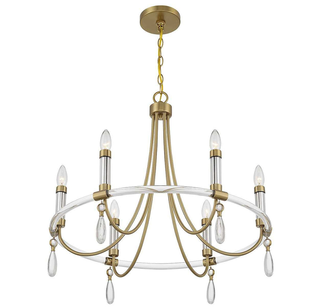 Savoy House - 1-7716-6-195 - Six Light Chandelier - Mayfair - Warm Brass/Chrome