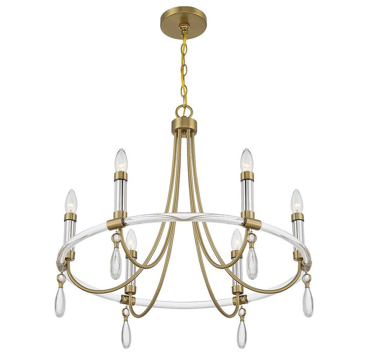 Savoy House - 1-7716-6-195 - Six Light Chandelier - Mayfair - Warm Brass/Chrome