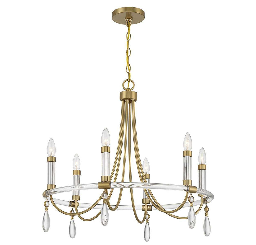 Savoy House - 1-7716-6-195 - Six Light Chandelier - Mayfair - Warm Brass/Chrome