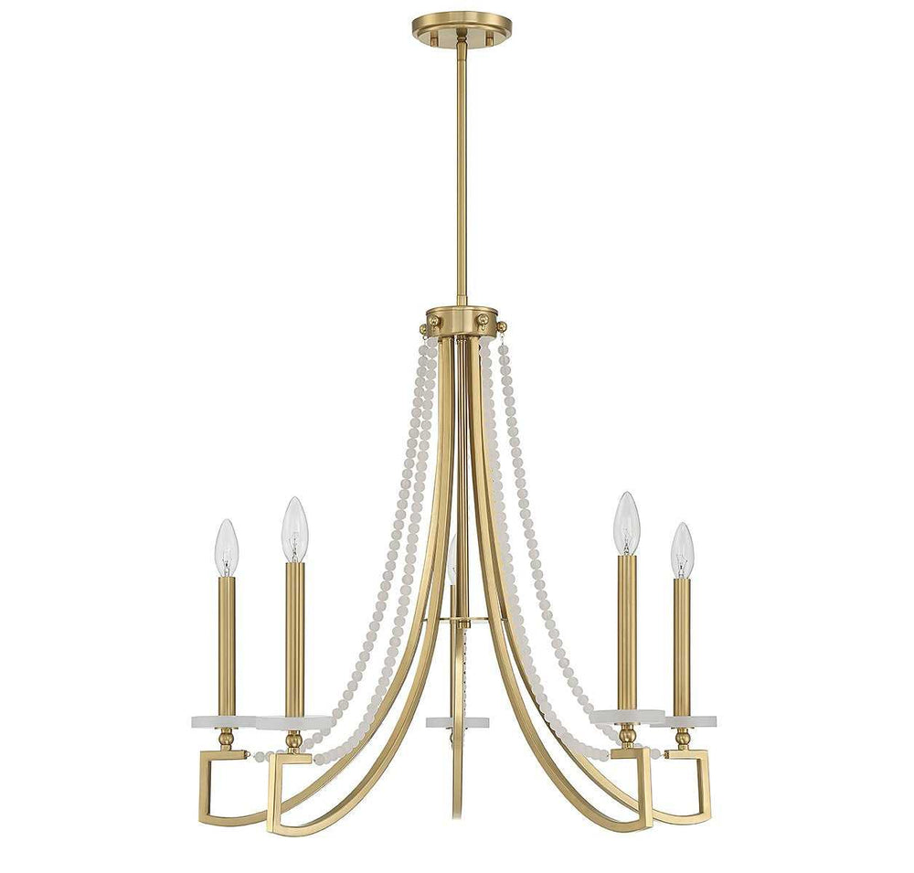 Helen Five Light Chandelier in Warm Brass Savoy House