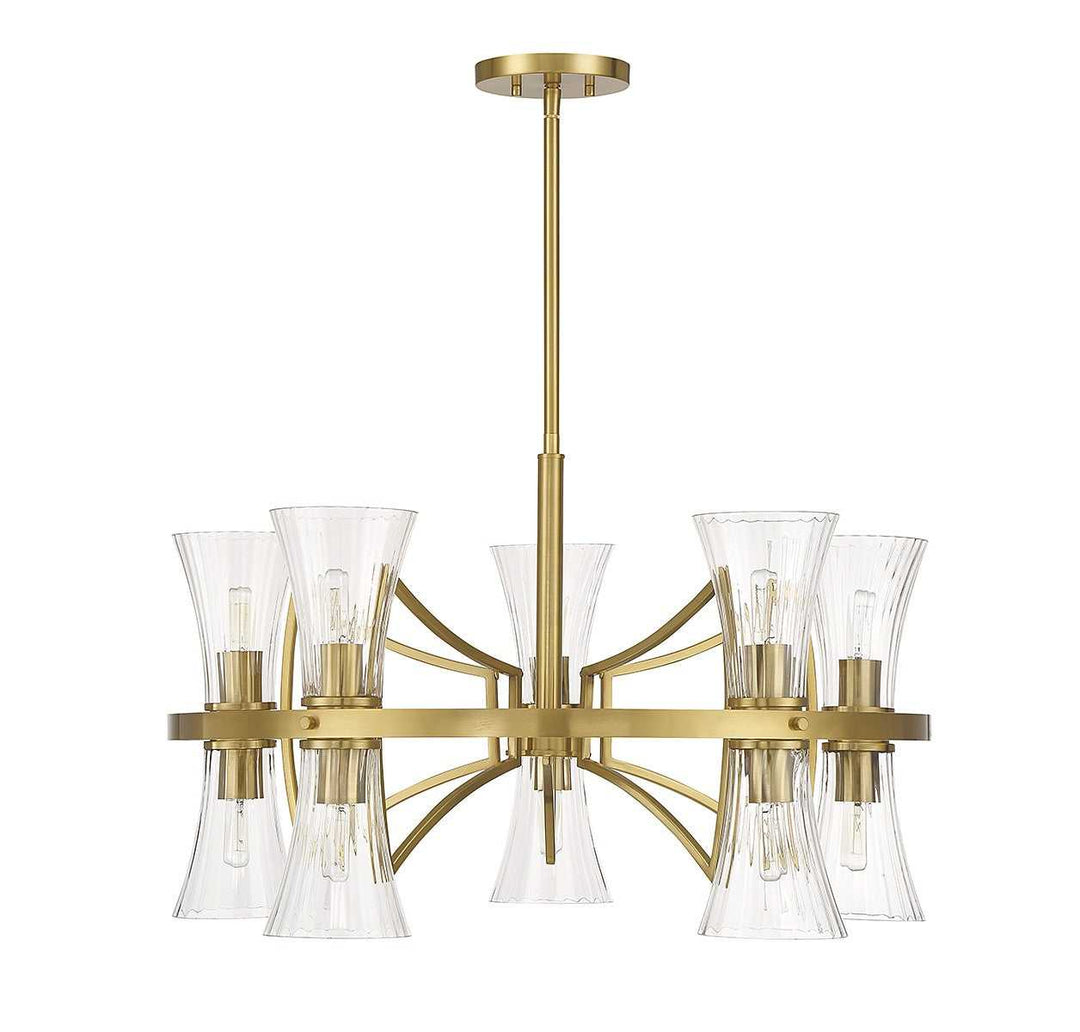Bennington Ten Light Chandelier in Warm Brass Savoy House