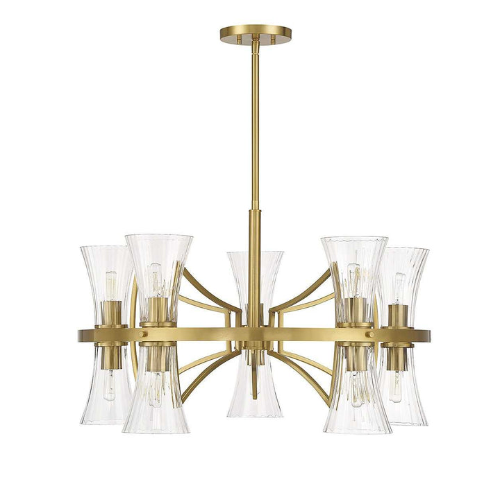 Bennington Ten Light Chandelier in Warm Brass Savoy House