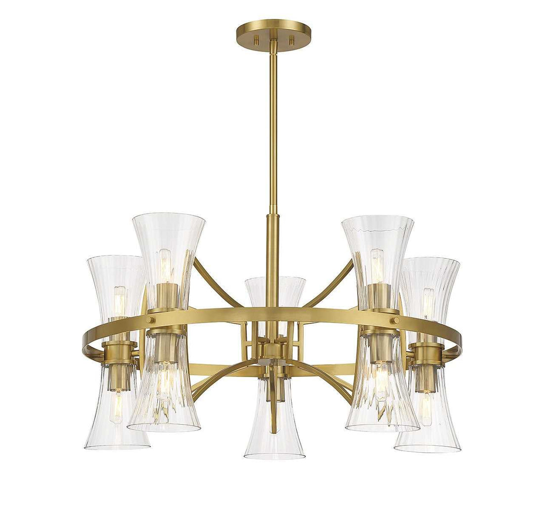 Bennington Ten Light Chandelier in Warm Brass Savoy House