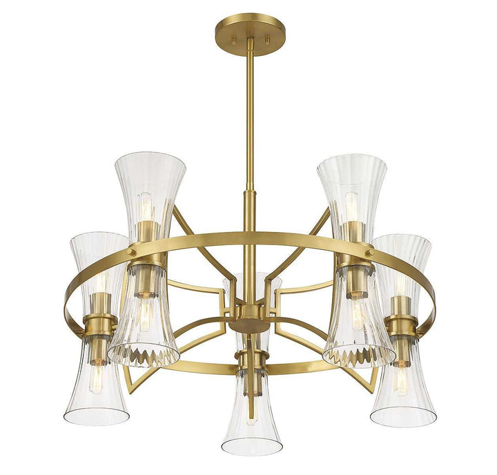 Bennington Ten Light Chandelier in Warm Brass Savoy House