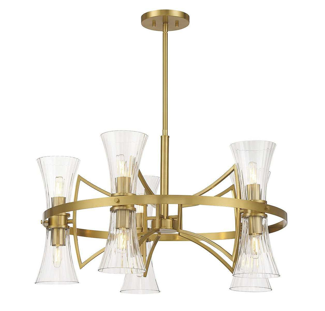Bennington Ten Light Chandelier in Warm Brass Savoy House