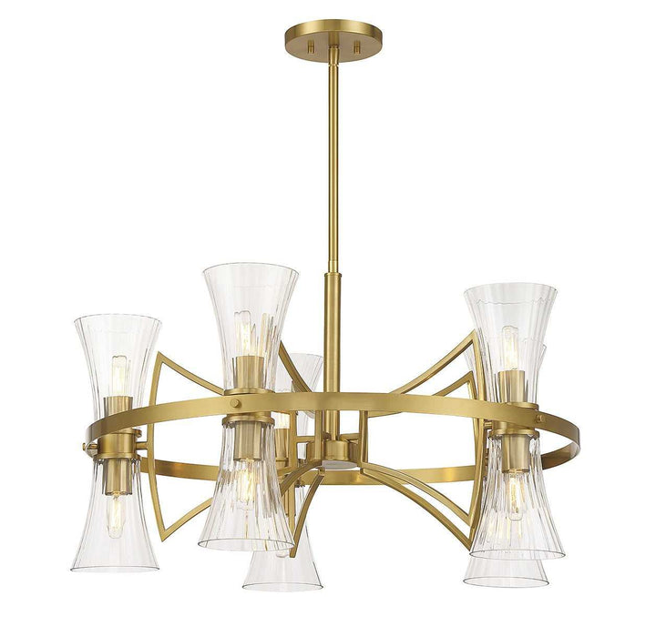 Bennington Ten Light Chandelier in Warm Brass Savoy House