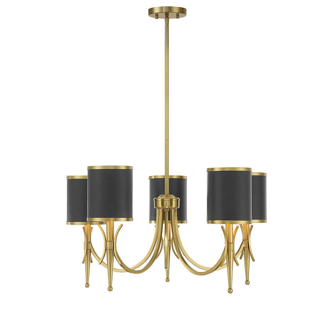 Savoy House - 1-9945-5-143 - Five Light Chandelier - Quincy - Matte Black w/Warm Brass