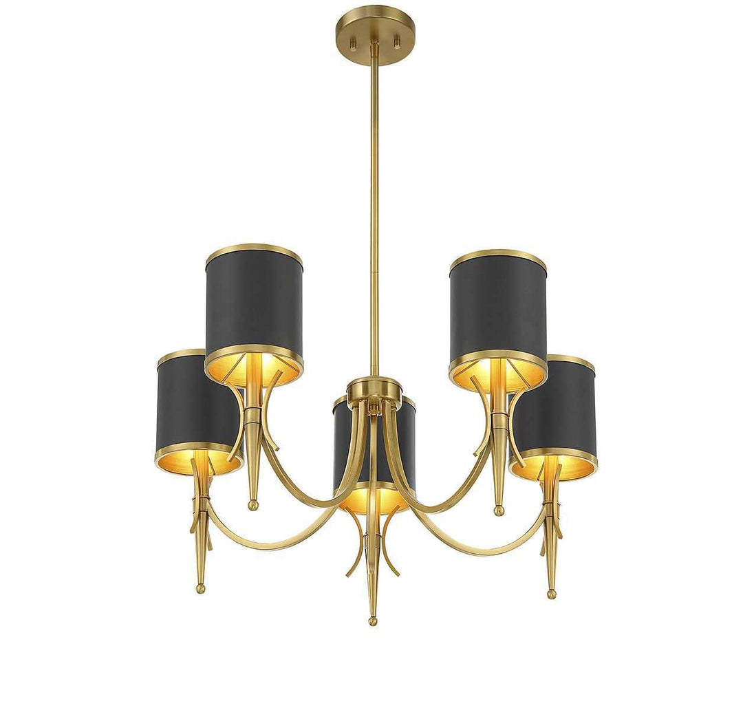 Savoy House - 1-9945-5-143 - Five Light Chandelier - Quincy - Matte Black w/Warm Brass