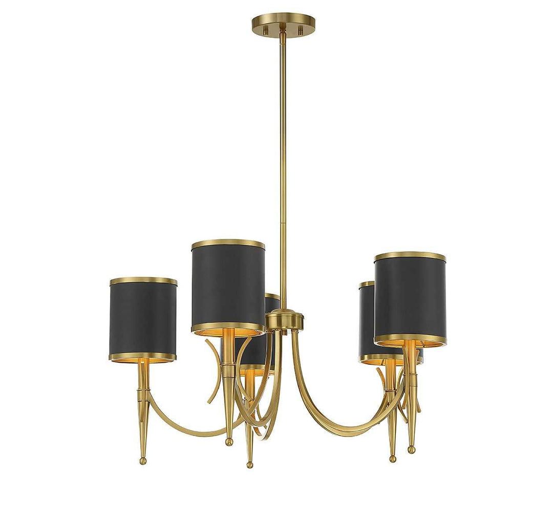 Savoy House - 1-9945-5-143 - Five Light Chandelier - Quincy - Matte Black w/Warm Brass