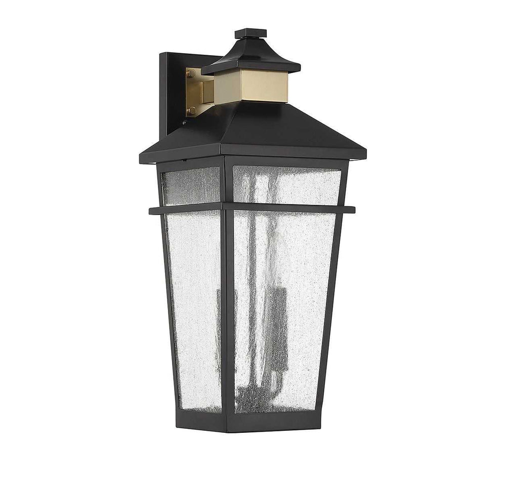 Kingsley Two Light Outdoor Wall Lantern in Matte Black with Warm Brass Savoy House