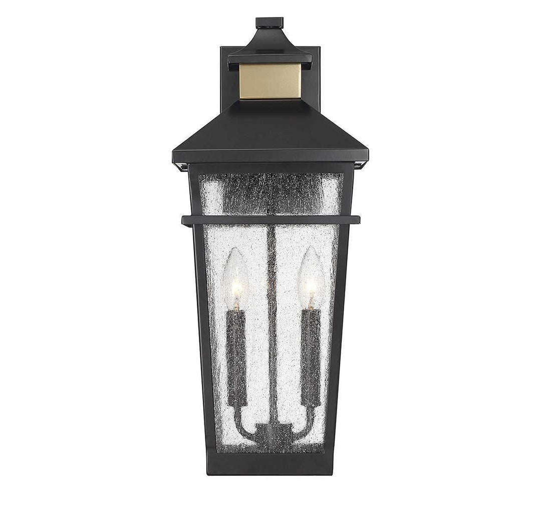 Kingsley Two Light Outdoor Wall Lantern in Matte Black with Warm Brass Savoy House