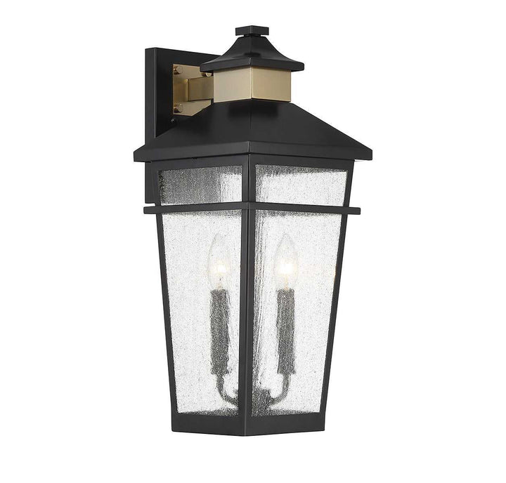 Kingsley Two Light Outdoor Wall Lantern in Matte Black with Warm Brass Savoy House