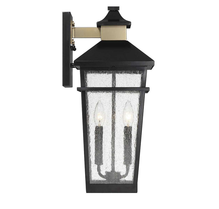 Kingsley Two Light Outdoor Wall Lantern in Matte Black with Warm Brass Savoy House
