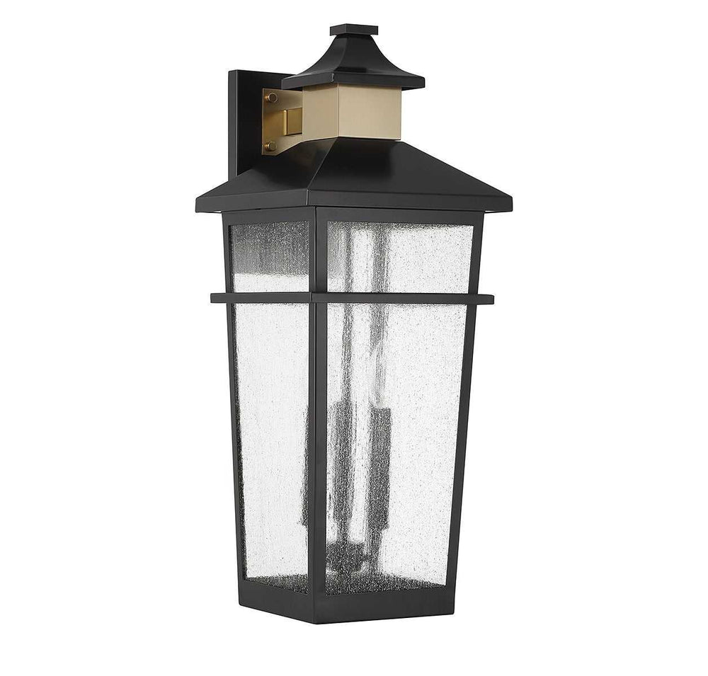 Kingsley Three Light Outdoor Wall Lantern in Matte Black with Warm Brass Savoy House