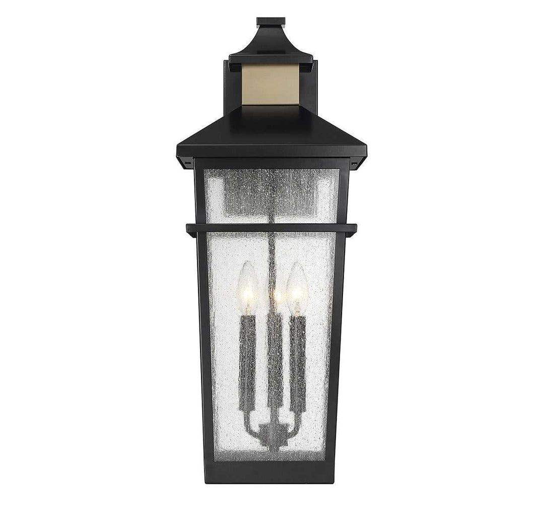 Savoy House - 5-715-143 - Three Light Outdoor Wall Lantern - Kingsley - Matte Black w/Warm Brass