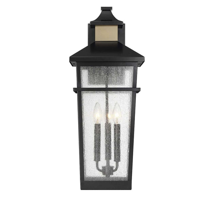 Savoy House - 5-715-143 - Three Light Outdoor Wall Lantern - Kingsley - Matte Black w/Warm Brass