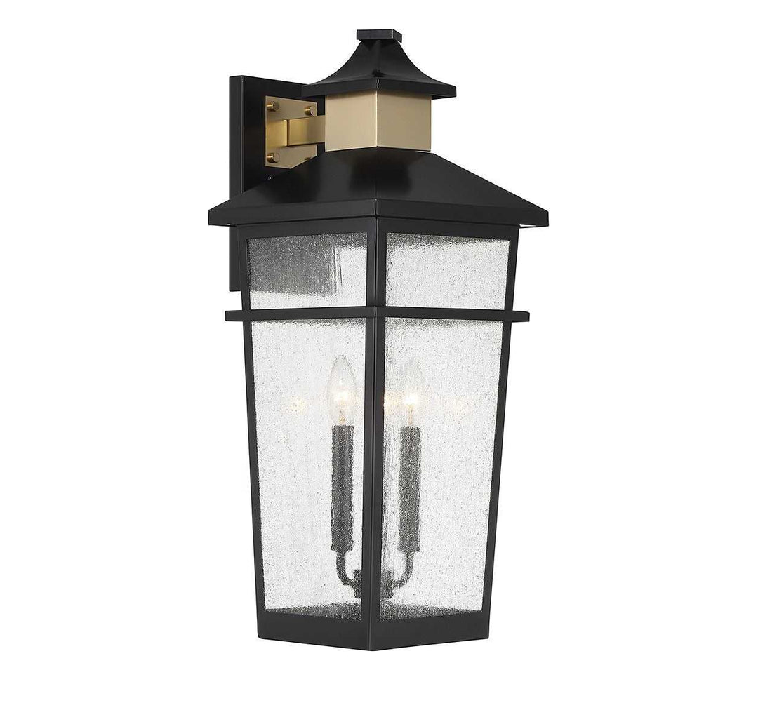 Savoy House - 5-715-143 - Three Light Outdoor Wall Lantern - Kingsley - Matte Black w/Warm Brass