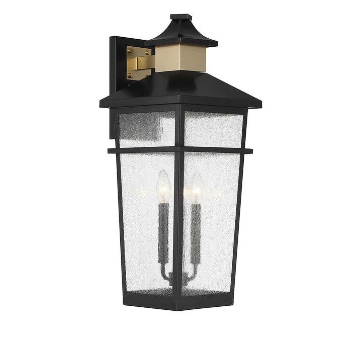 Savoy House - 5-715-143 - Three Light Outdoor Wall Lantern - Kingsley - Matte Black w/Warm Brass