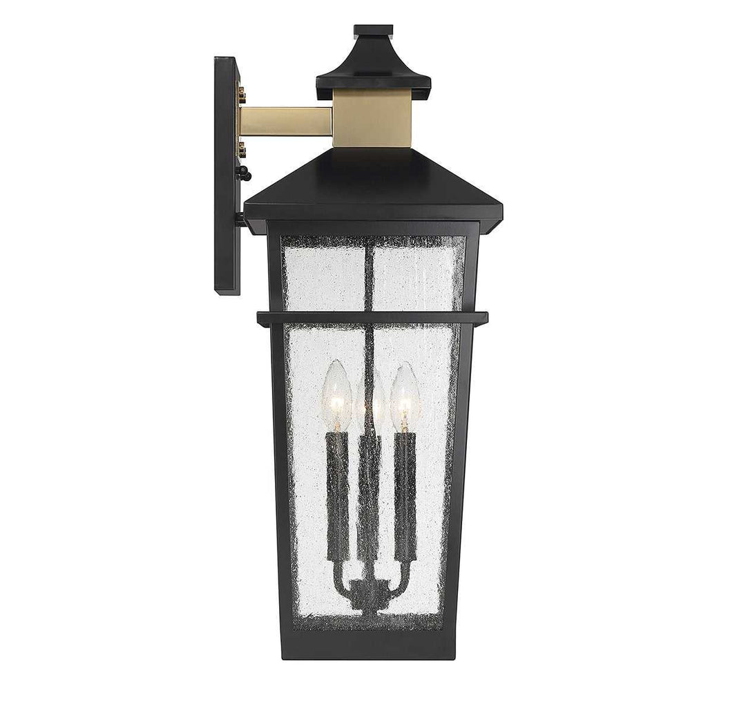 Savoy House - 5-715-143 - Three Light Outdoor Wall Lantern - Kingsley - Matte Black w/Warm Brass