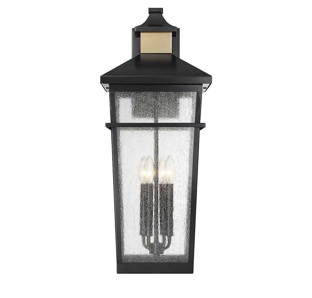 Savoy House - 5-716-143 - Four Light Outdoor Wall Lantern - Kingsley - Matte Black w/Warm Brass