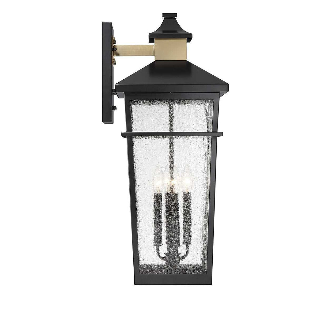 Savoy House - 5-716-143 - Four Light Outdoor Wall Lantern - Kingsley - Matte Black w/Warm Brass