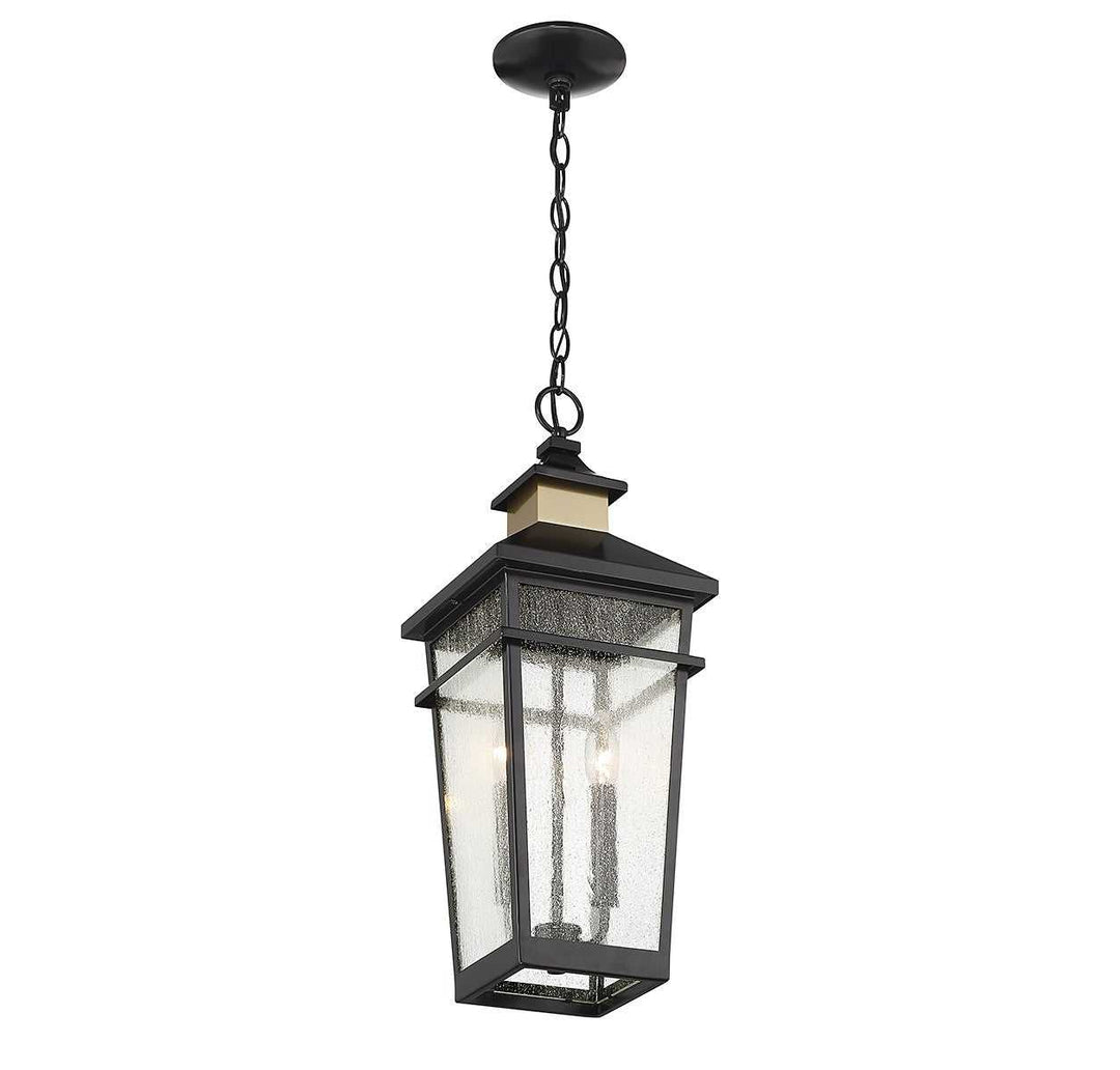 Savoy House - 5-717-143 - Two Light Outdoor Hanging Lantern - Kingsley - Matte Black w/Warm Brass