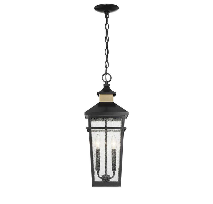 Savoy House - 5-717-143 - Two Light Outdoor Hanging Lantern - Kingsley - Matte Black w/Warm Brass