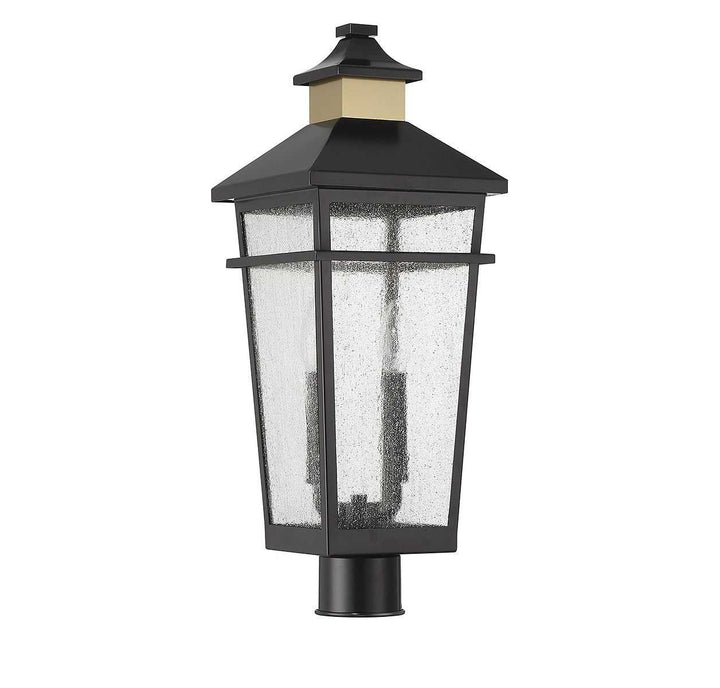Kingsley Two Light Outdoor Post Lantern in Matte Black with Warm Brass Savoy House