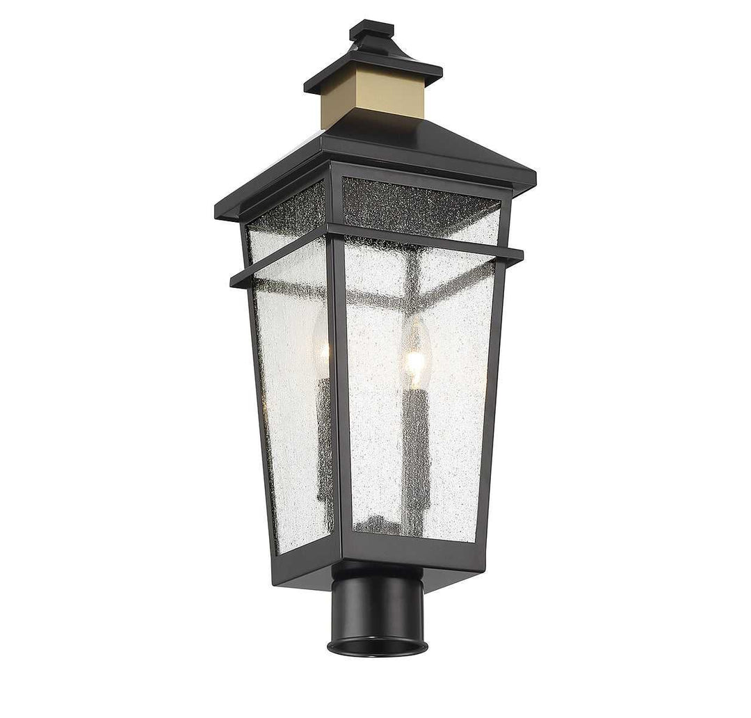 Kingsley Two Light Outdoor Post Lantern in Matte Black with Warm Brass Savoy House