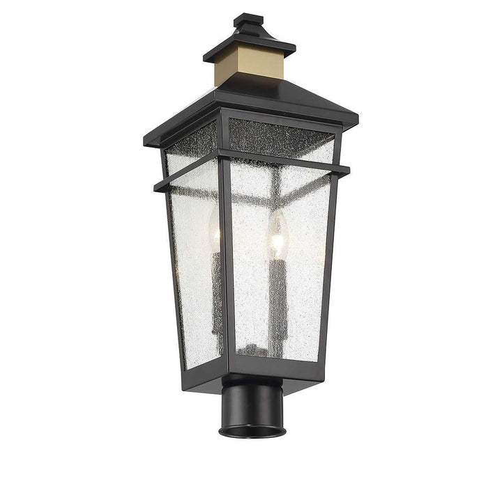 Kingsley Two Light Outdoor Post Lantern in Matte Black with Warm Brass Savoy House