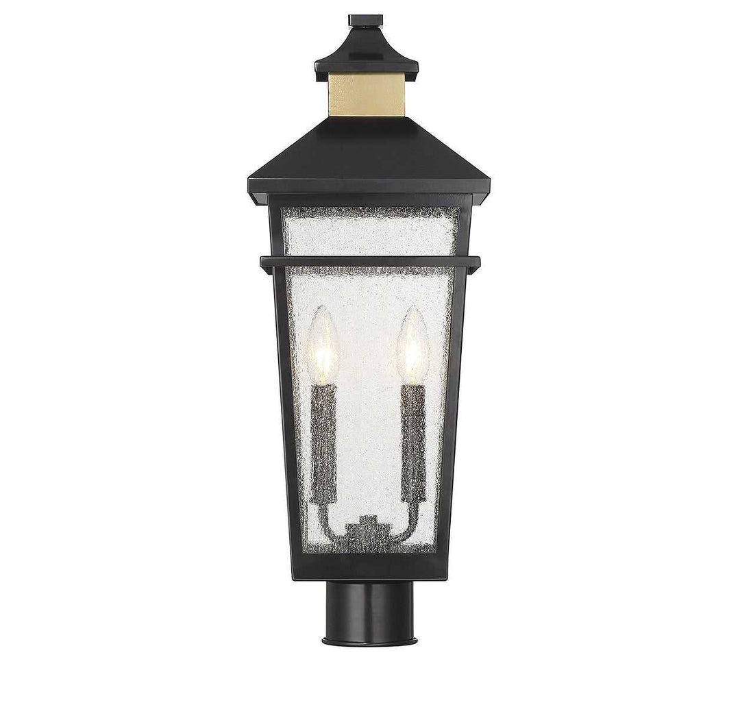 Kingsley Two Light Outdoor Post Lantern in Matte Black with Warm Brass Savoy House