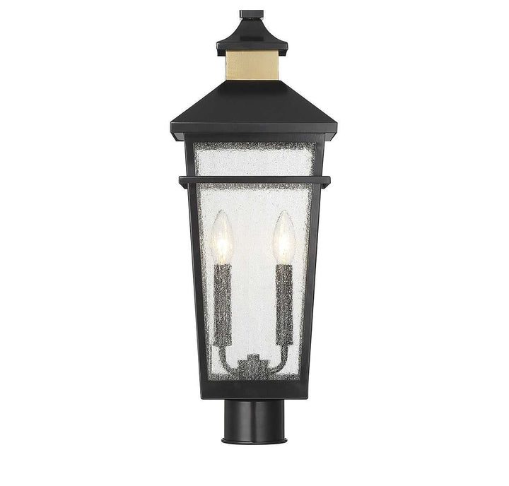 Kingsley Two Light Outdoor Post Lantern in Matte Black with Warm Brass Savoy House