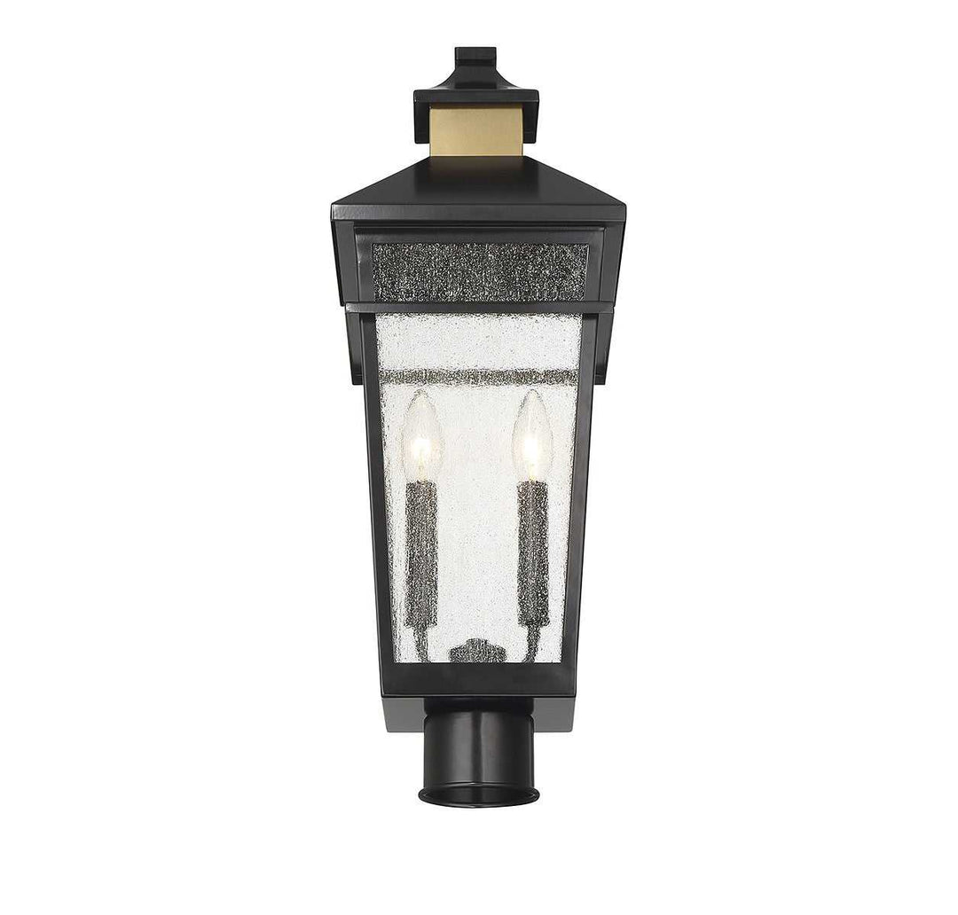 Kingsley Two Light Outdoor Post Lantern in Matte Black with Warm Brass Savoy House