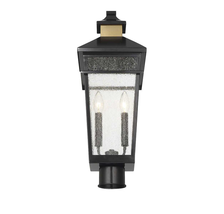 Kingsley Two Light Outdoor Post Lantern in Matte Black with Warm Brass Savoy House