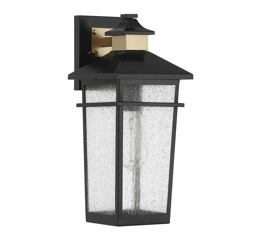 Kingsley One Light Outdoor Wall Lantern in Matte Black with Warm Brass Savoy House